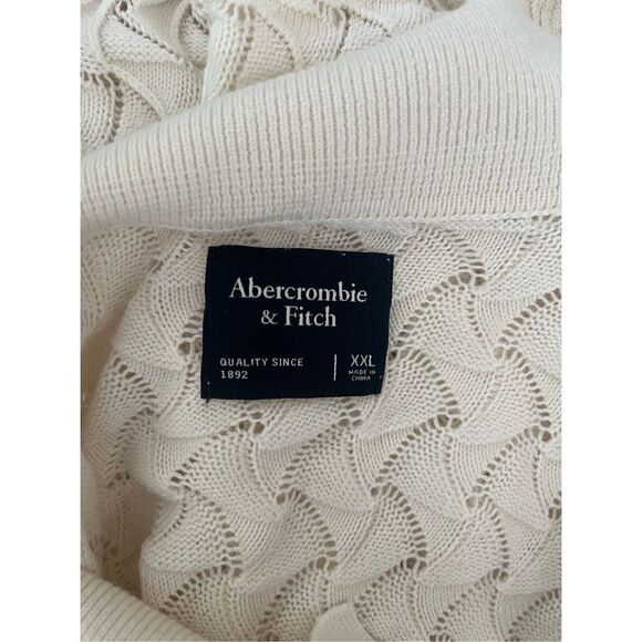 Abercrombie & Fitch Cream Textured Button-Through Polo Sweater XXL - Picture 2 of 5